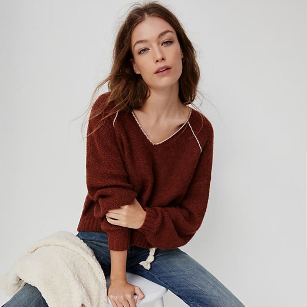 Anthropologie Theia V-Neck Sweater NWT M Brown